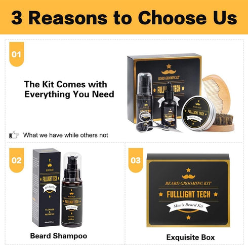 Complete Beard Grooming Kit for Men,Perfect Gift Set for Husband,Brother,Grandpa, Uncle, and Boyfriend